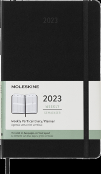 Calendar Moleskine 2023 Weekly Vertical Planner, 12m, Large, Black, Hard Cover (5 X 8.25) Book
