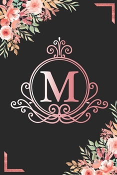 M: Watercolor Flower & Marbel - Motivational and Inspirational Trendy Monogram Initial Letter Women & Girls Coworker Office Funny Notebook Wide Ruled ... Idea in Holidays Birthday Or Anniversary 2020