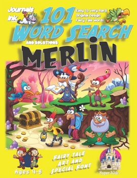 Paperback 101 Word Search for Kids: SUPER KIDZ Book. Children - Ages 4-8 (US Edition). Fairy Tale Merlin Wizard, Yellow with custom art interior. 101 Puzz Book