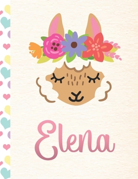 Paperback Elena: Personalized Llama Sketchbook For Girls With Pink Name - 8.5x11 110 Pages. Doodle, Draw, Sketch, Create! Book