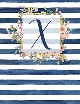 Paperback X: Letter X Monogram Initial Notebook - 8.5" x 11" - 100 pages, Dot Bullet Grid Pages- Watercolor Floral Notebook Book