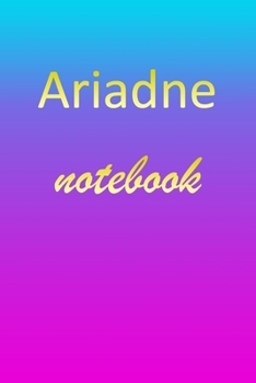 Ariadne: Blank Notebook | Wide Ruled Lined Paper Notepad | Writing Pad Practice Journal | Custom Personalized First Name Initial A Blue Purple Gold  | ... Homeschool & University Organizer Daybook