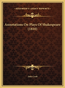 Hardcover Annotations On Plays Of Shakespeare (1810) Book
