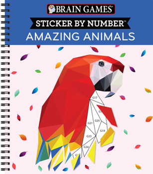 Spiral-bound Brain Games - Sticker by Number: Amazing Animals Book
