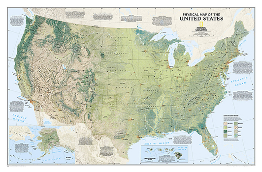 Unbound National Geographic United States Physical Wall Map - Laminated (38.25 X 25.25 In) Book