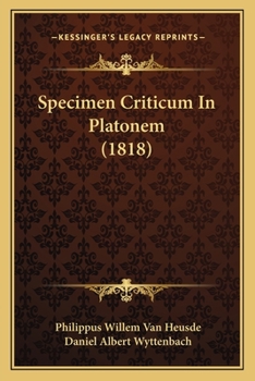 Paperback Specimen Criticum In Platonem (1818) [Latin] Book