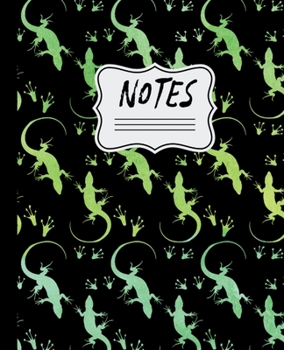 Paperback Notes: Watercolor Lizards Pattern 7.5" X 9.25" - 110 Wide Ruled Pages Lizard Notebook Book