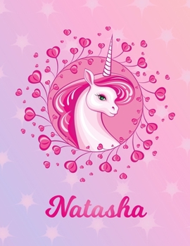 Natasha: Unicorn Large Blank Primary Sketchbook Paper | Pink Purple Magical Horse Personalized Letter N Initial Custom First Name Cover | Drawing ... | Art Sketch Book| Create & Learn to Draw