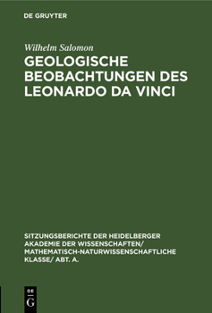 Hardcover Geologische Beobachtungen Des Leonardo Da Vinci [German] Book