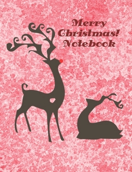 Merry Christmas Notebook: Red Watercolor with Reindeer - College Ruled, Medium Ruled Paper, Large Size to Meet Your Needs