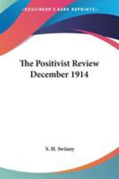 Paperback The Positivist Review December 1914 Book