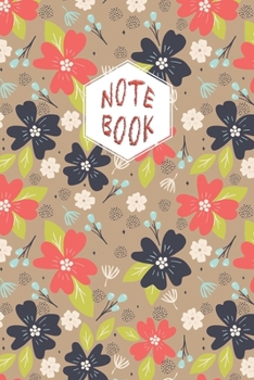Paperback Notebook: Lined Journal/Notebook/Diary - Red, Black and White Flowers Pattern Cover - 6x9 inch/100 Pages Book