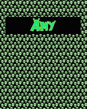 Paperback 120 Page Handwriting Practice Book with Green Alien Cover Amy: Primary Grades Handwriting Book