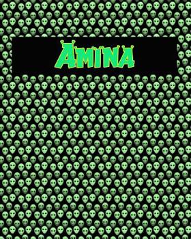 Paperback 120 Page Handwriting Practice Book with Green Alien Cover Amina: Primary Grades Handwriting Book
