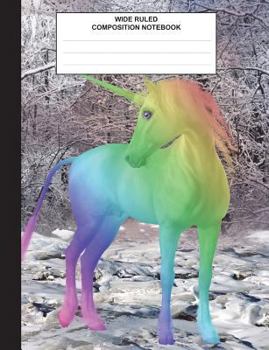 Composition Notebook : Unicorn Neon Colors, Composition Book for School, Wide Ruled,100 Pages, for School Student/teacher