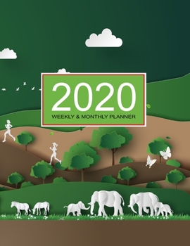Paperback 2020 Planner Weekly & Monthly 8.5x11 Inch: Elephant on the Park One Year Weekly and Monthly Planner + Calendar Views Book