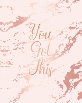 You Got This: Inspirational Quote Notebook, Light Purple Marble and Rose Gold | 8 x 10, 120 College Ruled Pages