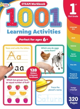 Paperback Active Minds 1001 First Grade Learning Activities: A Steam Workbook Book