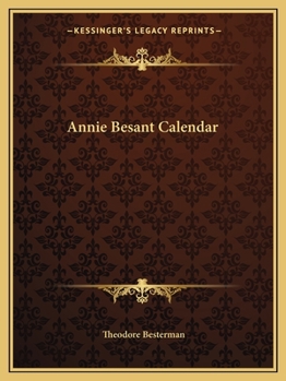 Paperback Annie Besant Calendar Book