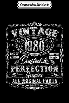 Composition Notebook: Classic 39th birthday gift Vintage 1980 for men women Journal/Notebook Blank Lined Ruled 6x9 100 Pages