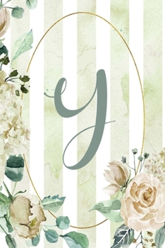 Paperback Notebook 6"x9", Letter Y, Green Stripe Floral Design Book
