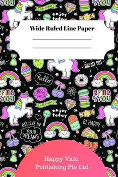 Cute Unicorn Theme Wide Ruled Line Paper