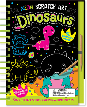 Hardcover Neon Scratch Art Dinosaurs Book