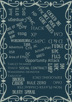 RPG Journal: Role Playing Game Style Notebook Vintage Blue RPG Terms Cover Design