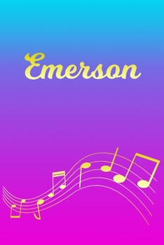 Paperback Emerson: Sheet Music Note Manuscript Notebook Paper - Pink Blue Gold Personalized Letter E Initial Custom First Name Cover - Mu Book