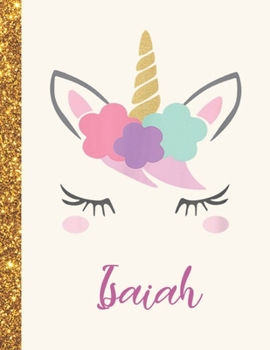 Isaiah: Isaiah Unicorn Personalized Black Paper SketchBook for Girls and Kids to Drawing and Sketching Doodle Taking Note Marble Size 8.5 x 11