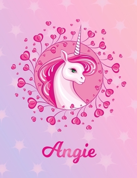Paperback Angie: Angie Magical Unicorn Horse Large Blank Pre-K Primary Draw & Write Storybook Paper - Personalized Letter A Initial Cus Book