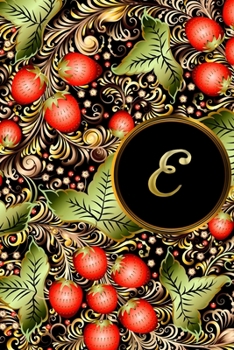 E: Initial Monogram Lined Letter Notebook, Journal & Diary for Writing & Note Taking for Girls and Women - Gold and Floral