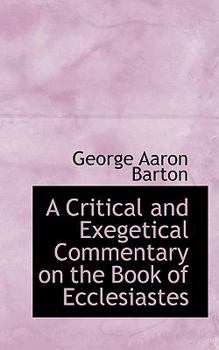 Paperback A Critical and Exegetical Commentary on the Book of Ecclesiastes Book