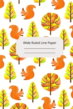 Cute Baby Squirrel Theme Wide Ruled Line Paper