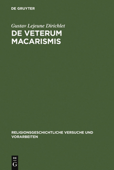 Hardcover De veterum macarismis [Latin] Book