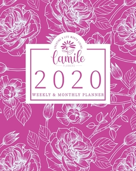 Paperback 2020 Planner Weekly & Monthly Planner - Creating A Life Worth Living Camile Planners: Bight Pink Rose Line Art Jan 1, 2020 - Dec 31, 2020 - Large Writ Book