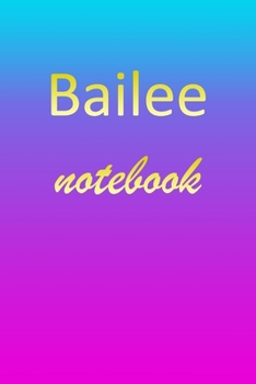 Bailee: Blank Notebook | Wide Ruled Lined Paper Notepad | Writing Pad Practice Journal | Custom Personalized First Name Initial B Blue Purple Gold  | ... Homeschool & University Organizer Daybook