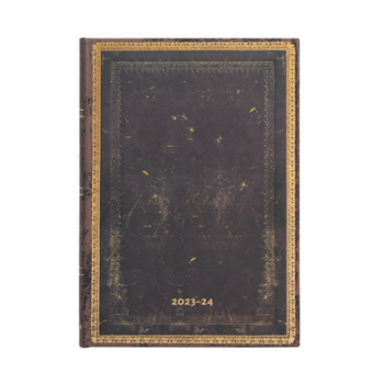 Calendar Paperblanks 2024 Arabica Old Leather Collection 18-Month MIDI Horiztonal Elastic Band Closure 208 Pg 80 GSM Book