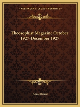 Paperback Theosophist Magazine October 1927-December 1927 Book