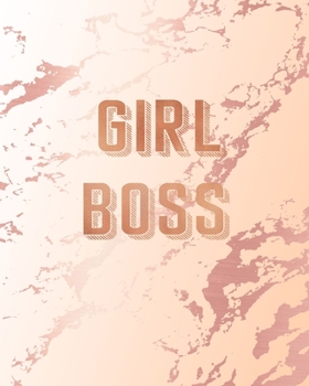 Paperback Girl Boss: Inspirational Quote Bullet Journal, Classic Pink Marble and Rose Gold - 8 x 10, 120 Dot Grid Pages Book