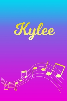 Paperback Kylee: Sheet Music Note Manuscript Notebook Paper - Pink Blue Gold Personalized Letter K Initial Custom First Name Cover - Mu Book