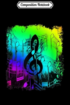 Paperback Composition Notebook: Music Notes And Treble Clef Distressed Colorized Journal/Notebook Blank Lined Ruled 6x9 100 Pages Book