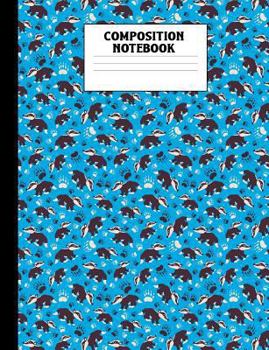 Paperback Composition Notebook: Blue Badger Wide Ruled Book