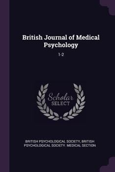 Paperback British Journal of Medical Psychology: 1-2 Book
