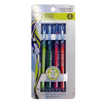 Misc. 4pk Fine Highlighters, Chisel Tip, Recycled Pet, Asstd Colors Book