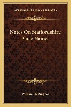 Paperback Notes On Staffordshire Place Names Book