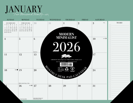 Home Modern Minimalist 2026 22 X 17 Large Monthly Deskpad Book