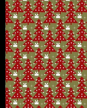 Paperback 7.5" X 9.25" - College Rule Lined - Blank - 150 Page - Notebook: with a colorful trippy minimalist red and gold christmas pattern design on the cover Book