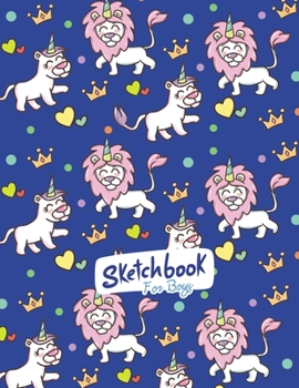 Paperback Sketchbook For Boys: Unicorn Cute Line Notebook For Boys, 100 pages, White paper, Sketch, Doodle and Draw, 8.5"x11". Book