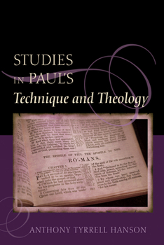 Paperback Studies in Paul's Technique and Theology Book